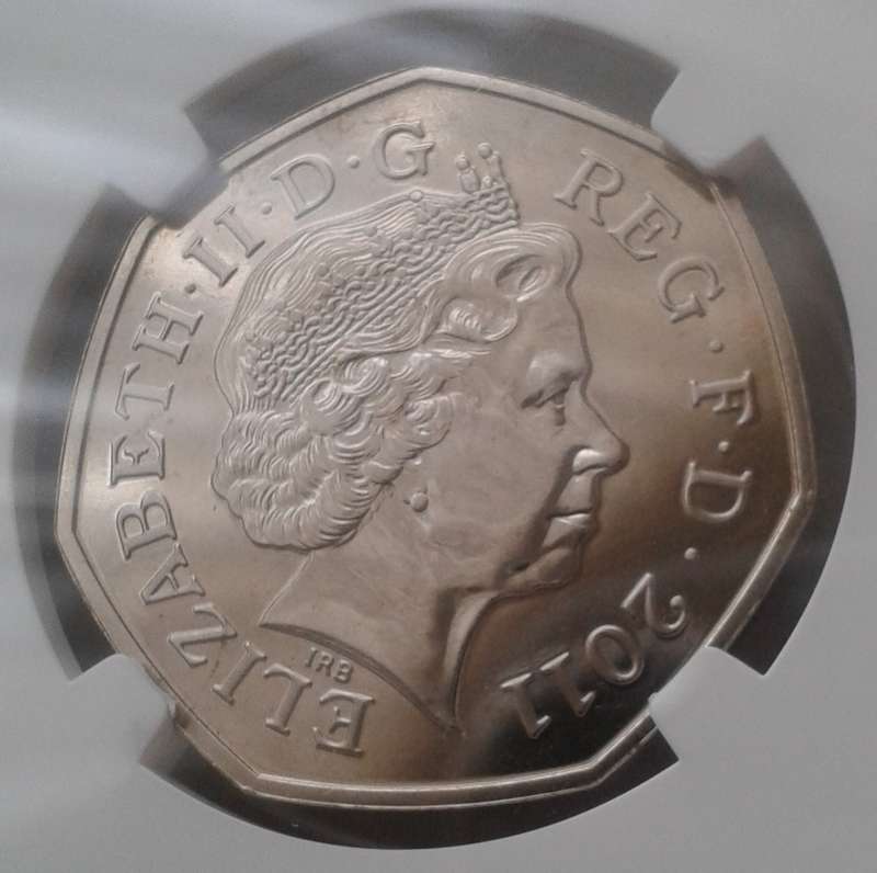2011 Great Britain 50 Pence NGC MS65 (Olympics - Football)