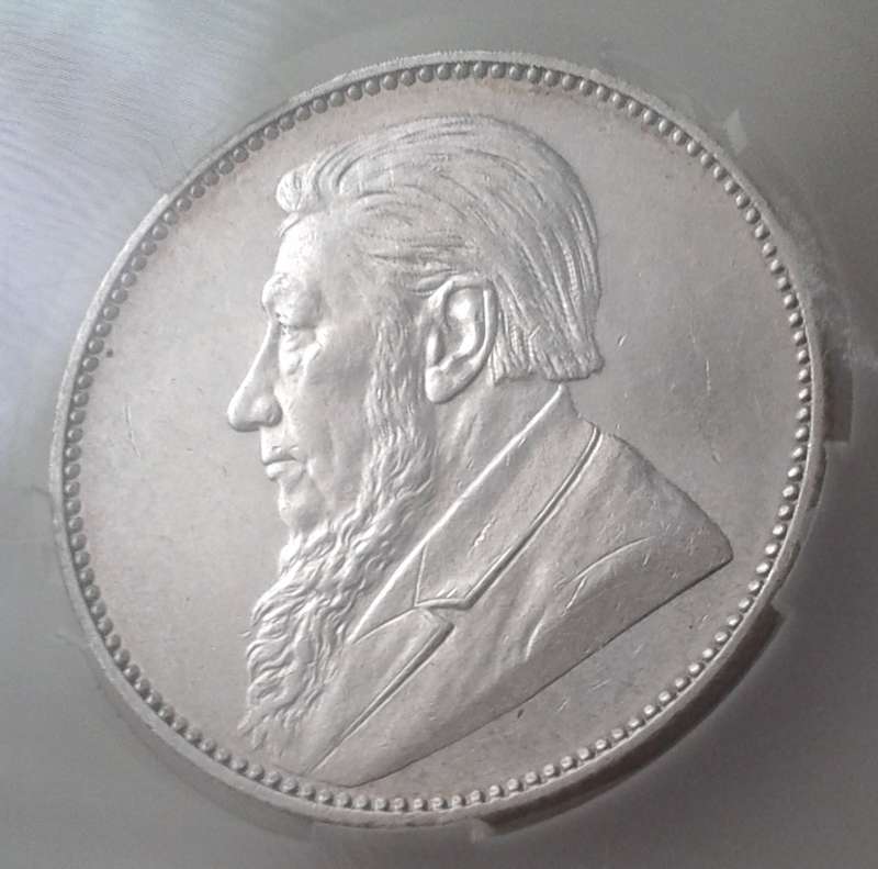 Nice 1897 ZAR Kruger silver shilling SANGS MS62
