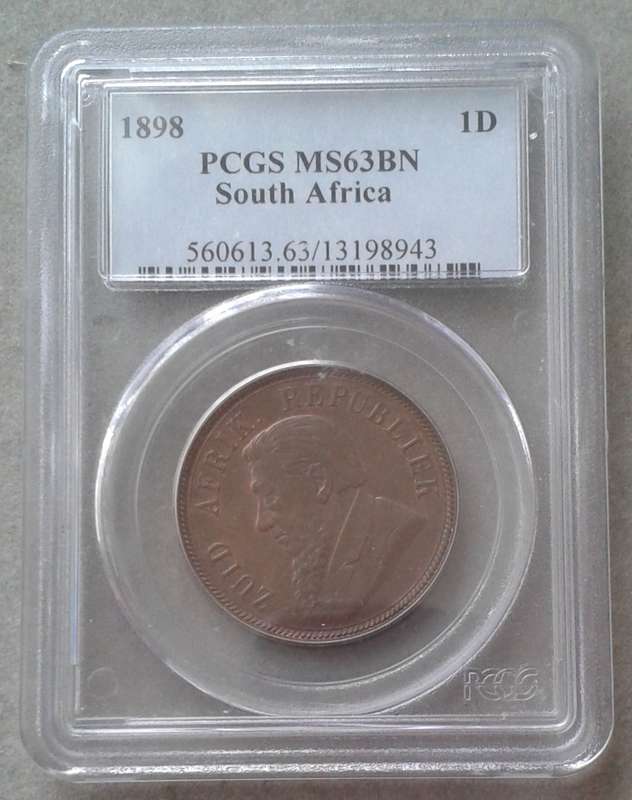 1898 ZAR Kruger penny PCGS MS63 BN