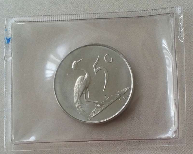 1967 Afrikaans uncirculated nickel 5c