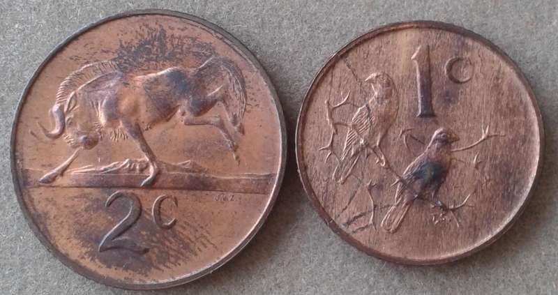 1967 English uncirculated 2c and 1c set