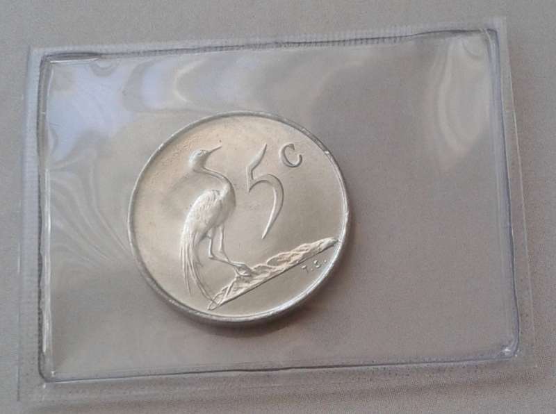 1968 Afrikaans uncirculated nickel 5c (Pres.Swart)