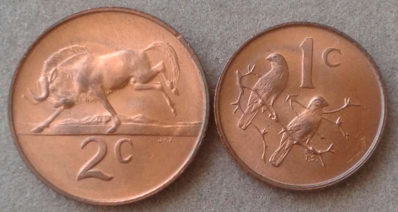 1968 English uncirculated 2c and 1c set (Pres.Swart)