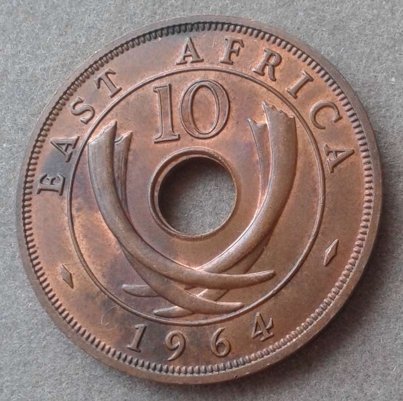 High grade 1964 East Africa 10c with remaining lustre