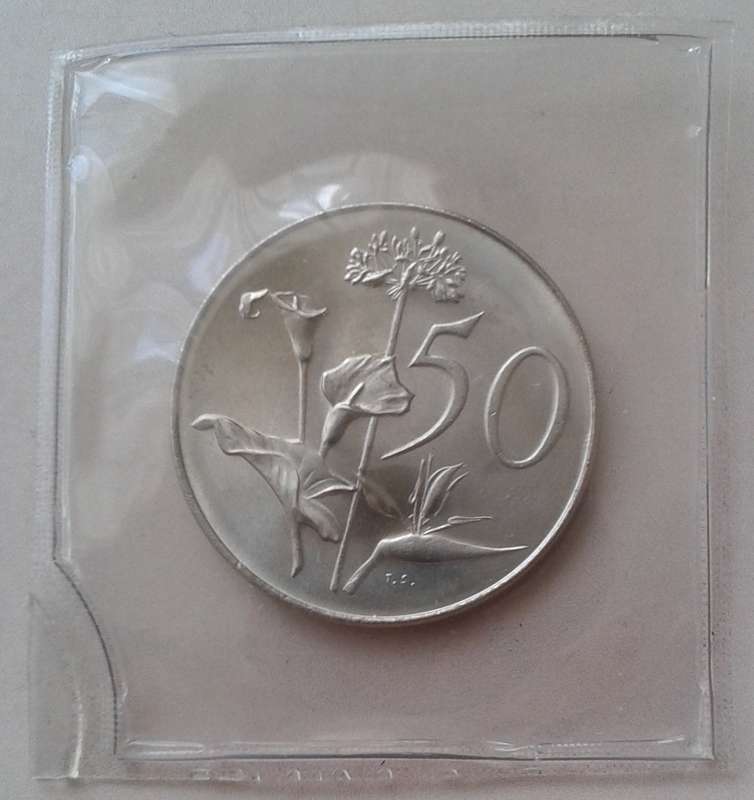 Uncirculated 1967 Afrikaans nickel 50c (low mintage)