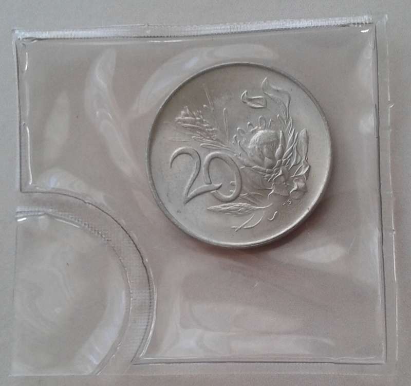 Uncirculated 1967 Afrikaans nickel 20c (low mintage)