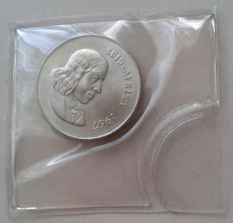 Uncirculated 1967 Afrikaans nickel 20c (low mintage)