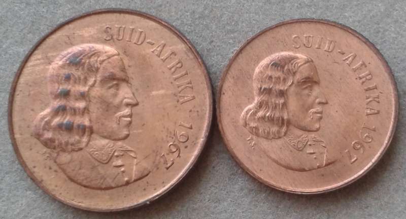 Uncirculated 1967 Afrikaans 2c and 1c set