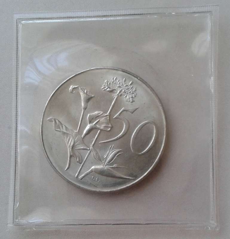 Uncirculated 1968 Afrikaans nickel 50c (Pres.Swart)