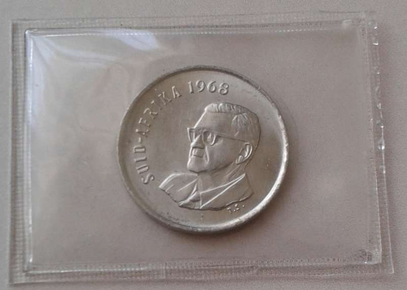 Uncirculated 1968 Afrikaans nickel 5c (Pres.Swart)