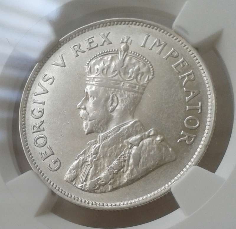 Higher grade 1924 union silver 2 1/2 Shillings NGC AU50