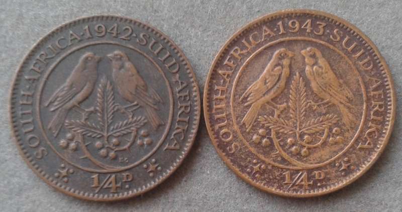 1942 and 1943 Union 1/4 penny set