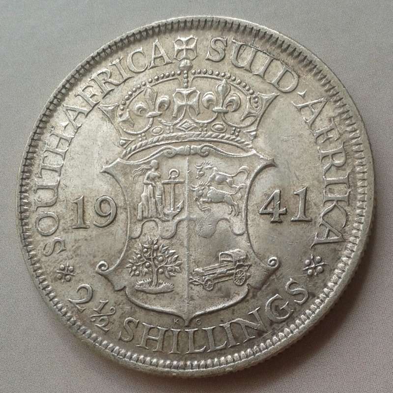 1941 Union silver 2 1/2 Shillings in XF