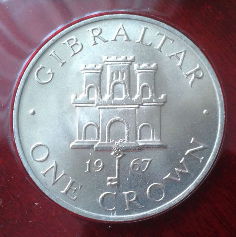 1967 Gibraltar crown in perspex case (lower mintage)