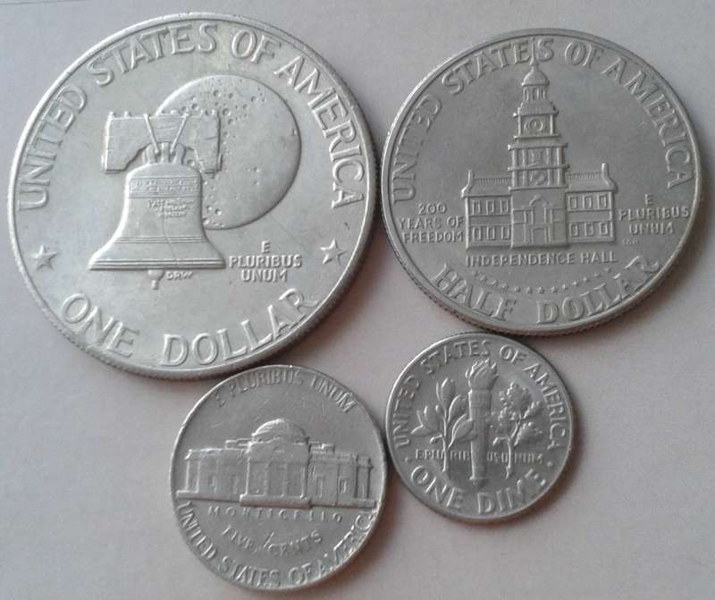 1976 USA 4 coin set (Dollar/half dollar/dime/nickel