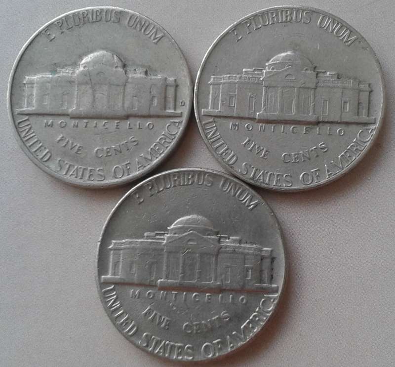 1964/1971/1974 USA Jefferson nickel set