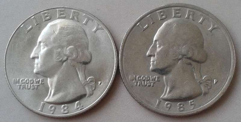 1984/1985 USA Washington quarter dollar set