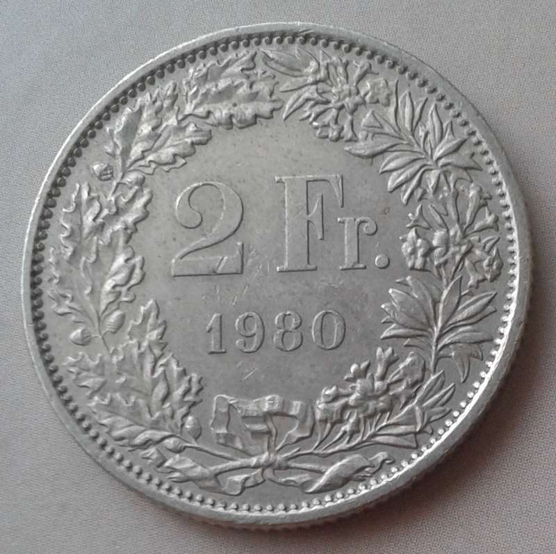 1980 Switzerland 2 Francs.