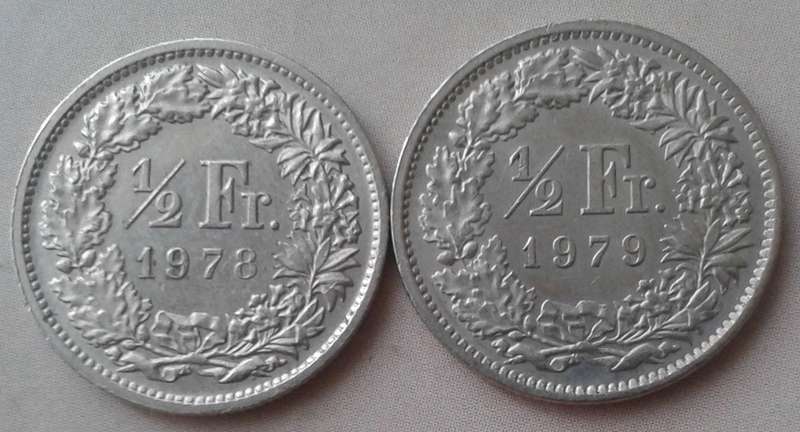 1978/1979 Switzerland 1/2 Franc set