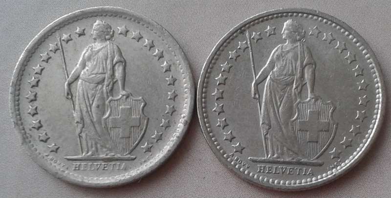 1969/1974 Switzerland 1/2 Franc set