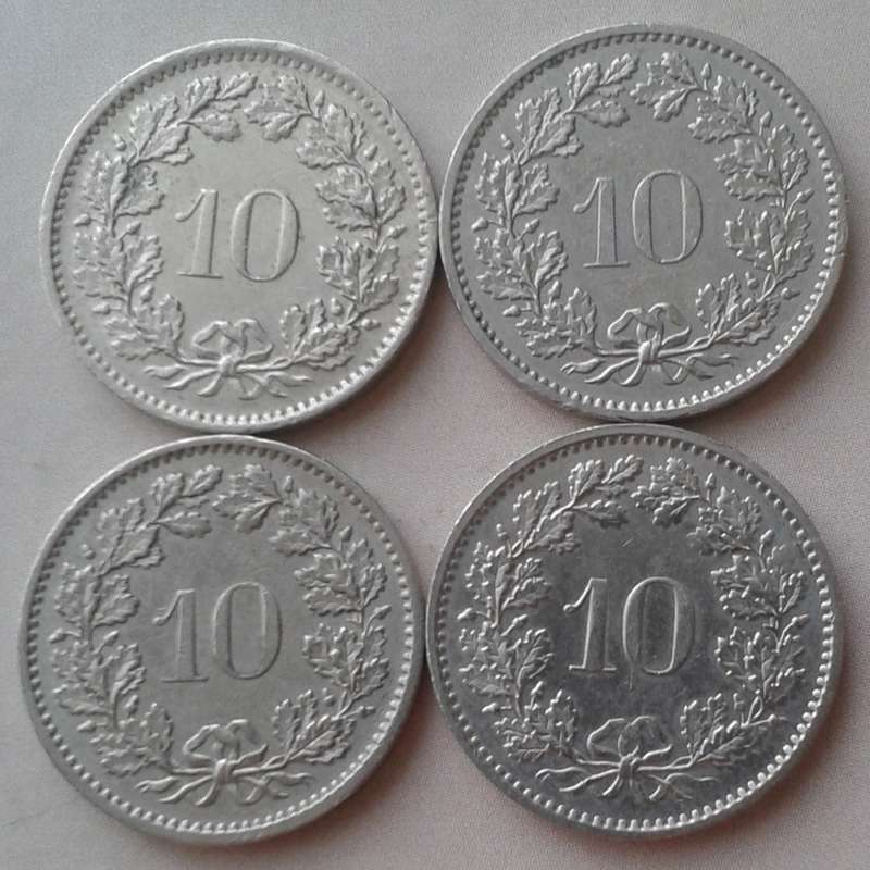 1970/1973/1976/1980 Switzerland 10 Rappen set