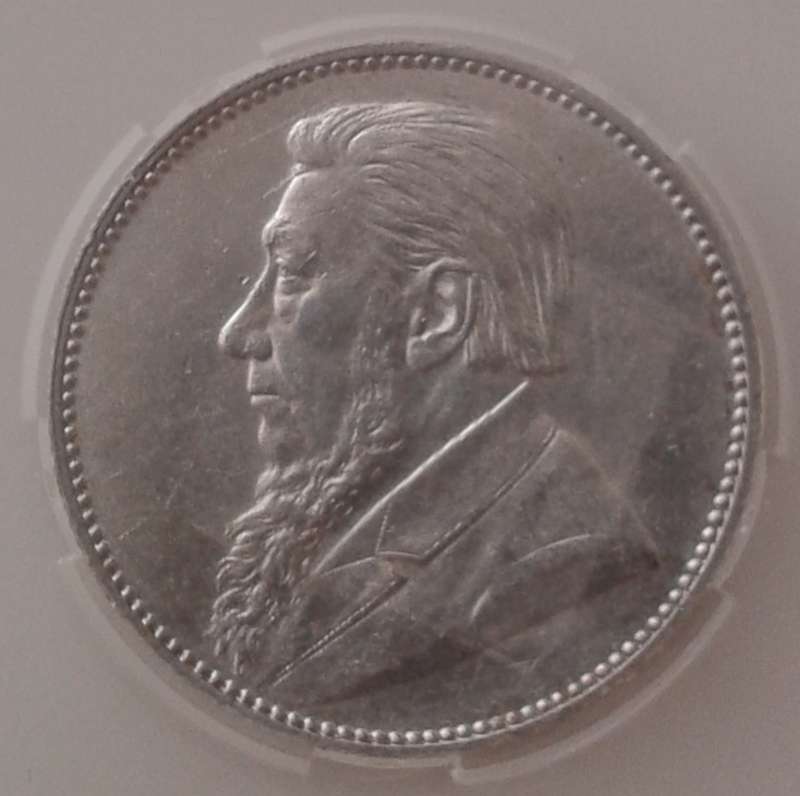 1892 ZAR Kruger silver shilling SANGS AU55