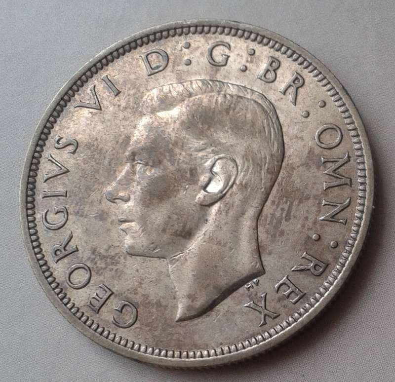 1939 British silver half crown in XF+