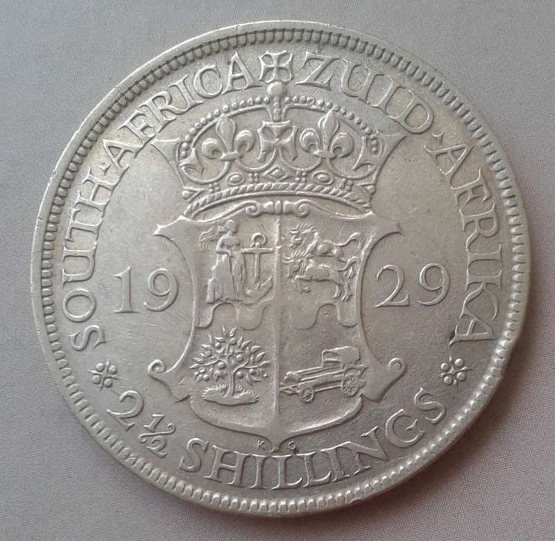 1929 union silver 2 1/2 Shillings in VF