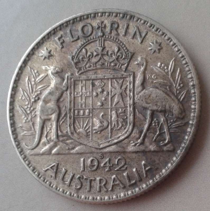 1942 S Australia sterling silver Florin (2 Shillings)