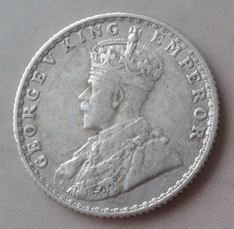 Decent 1915 India- British silver 1/4 Rupee