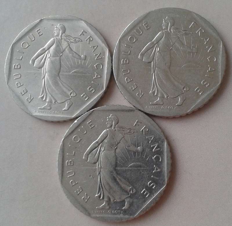 1979,1980 and 1981 France 2 Francs