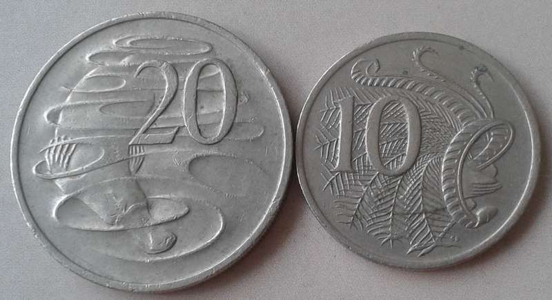 1977 Australia 20c and 1979 10c