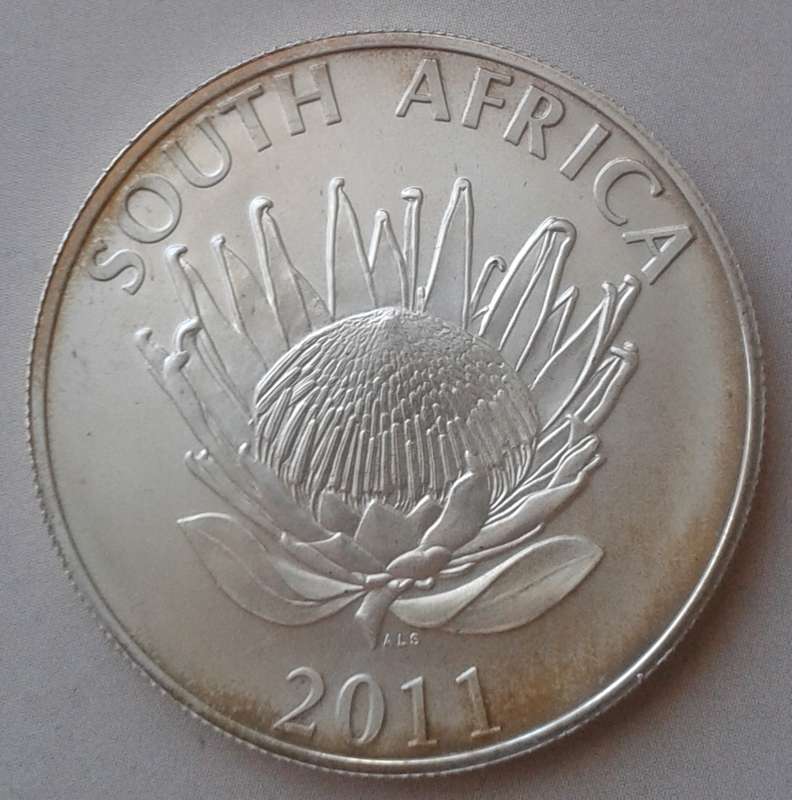2011 J.M Coetzee uncirculated silver R1 in bag with certificate (mintage: 5057)