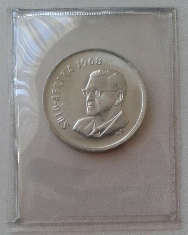 1968 Afrikaans uncirculated  5c (Pres.Swart).