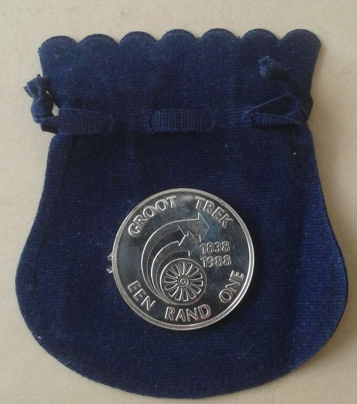 1988 Groot Trek uncirculated  silver R1 in bag