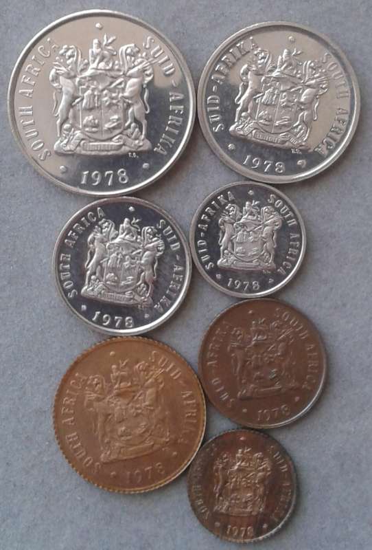 Partial 1978 proof set of 7 coins  (50c-1/2c)