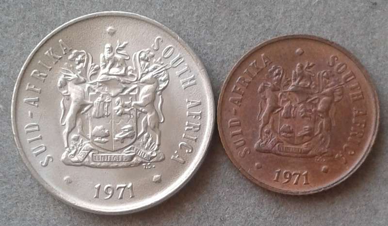 1971 Republic uncirculated 20c and 1c