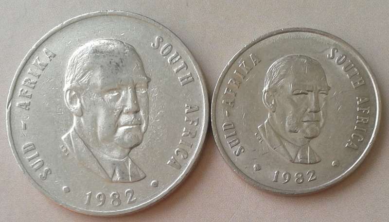 1982 Republic nickel R1 and 20c