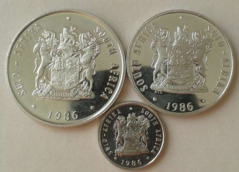 1986 Republic proof nickel R1,50c and 5c