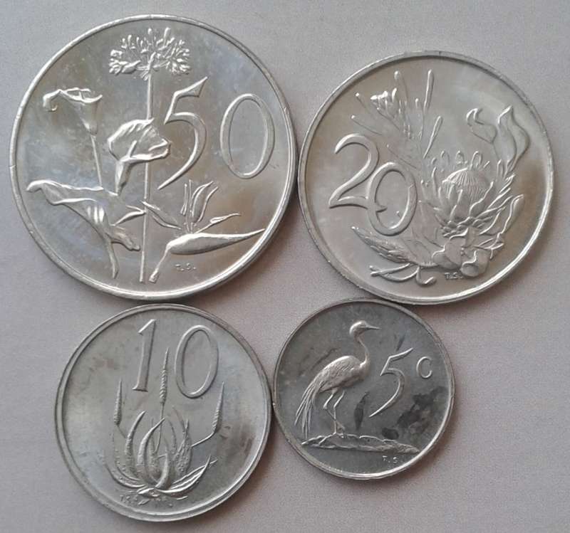 1980 Republic uncirculated nickel 50c- 5c (4 coins)