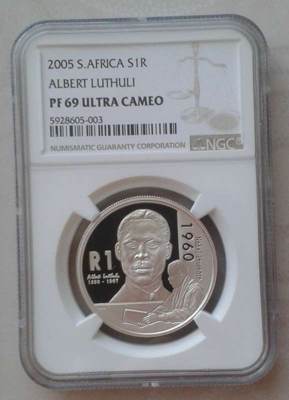 2005 Albert Luthuli proof silver R1 NGC PF69 Ultra Cameo (mintage: 2016)