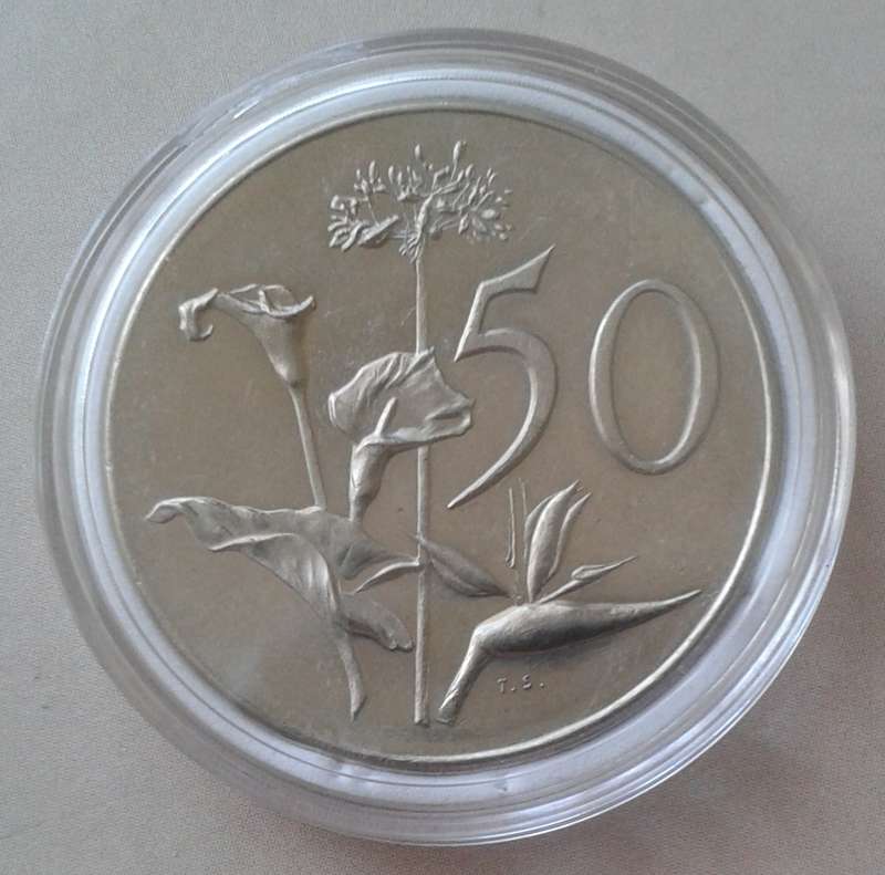 Encapsulated 1965 Afrikaans proof 50c.