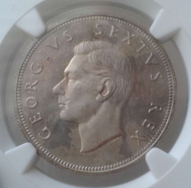 Scarce 1949 union proof silver 2 1/2 Shillings NGC PF62 (Mintage 800).