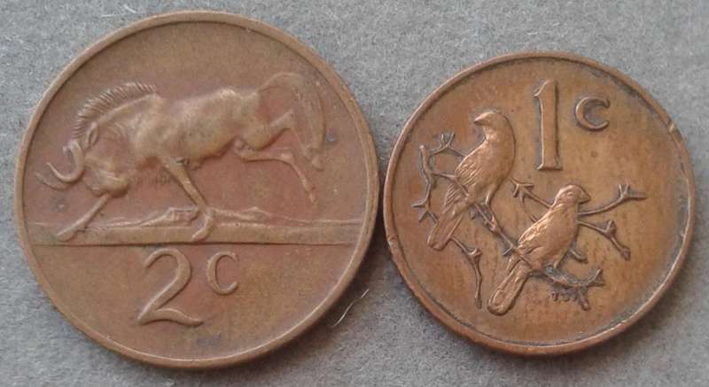 1973 Circulated 2c and 1c set