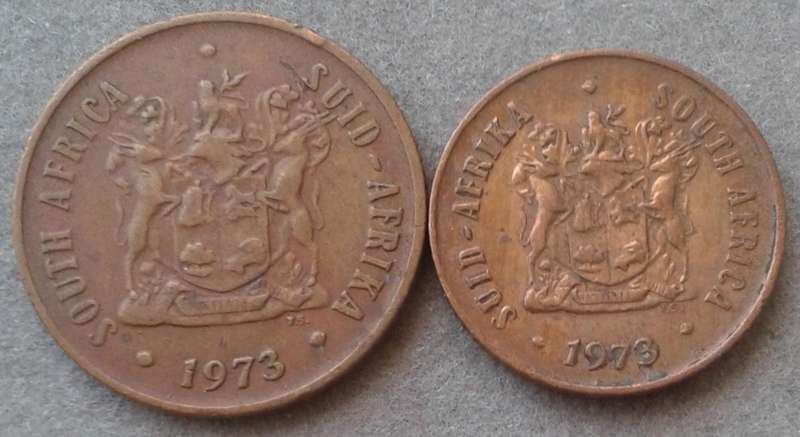 1973 Circulated 2c and 1c set