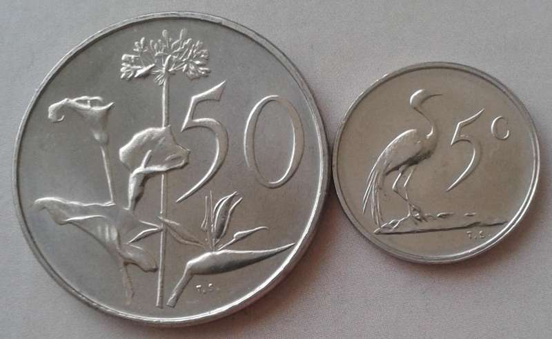 1977 Republic uncirculated nickel 50c and 5c