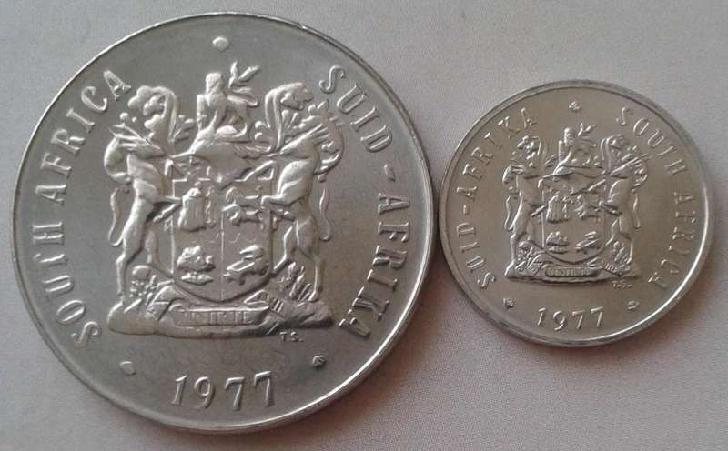 1977 Republic uncirculated nickel 50c and 5c
