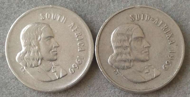 1969 English and Afrikaans 5c set