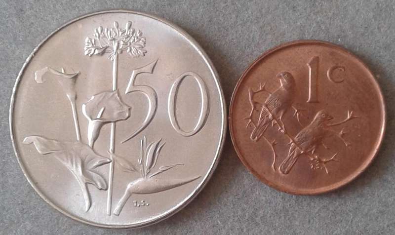 1966 Afrikaans uncirculated 50c and 1c