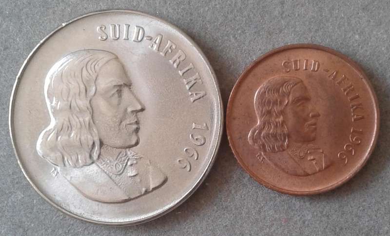 1966 Afrikaans uncirculated 50c and 1c